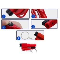 Porte-clés couteau ceinture marteau de sécurité